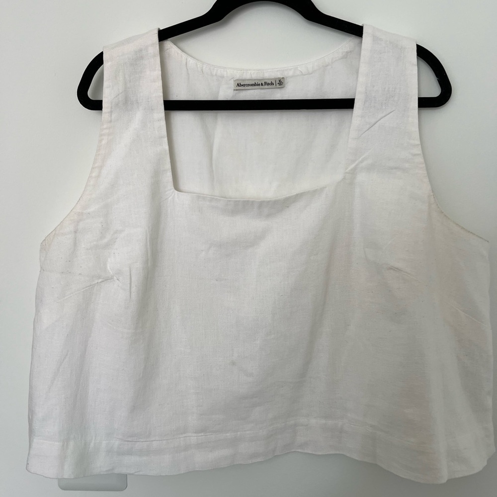 Abercrombie White Linen Square Neck Set Top